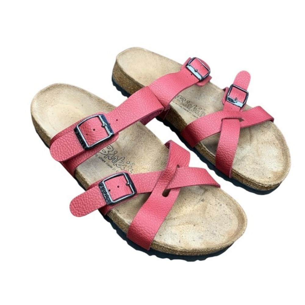 Birkies by Birkenstock red slide on crisscross sandals. Size 38(US‎ 7-7.5)
